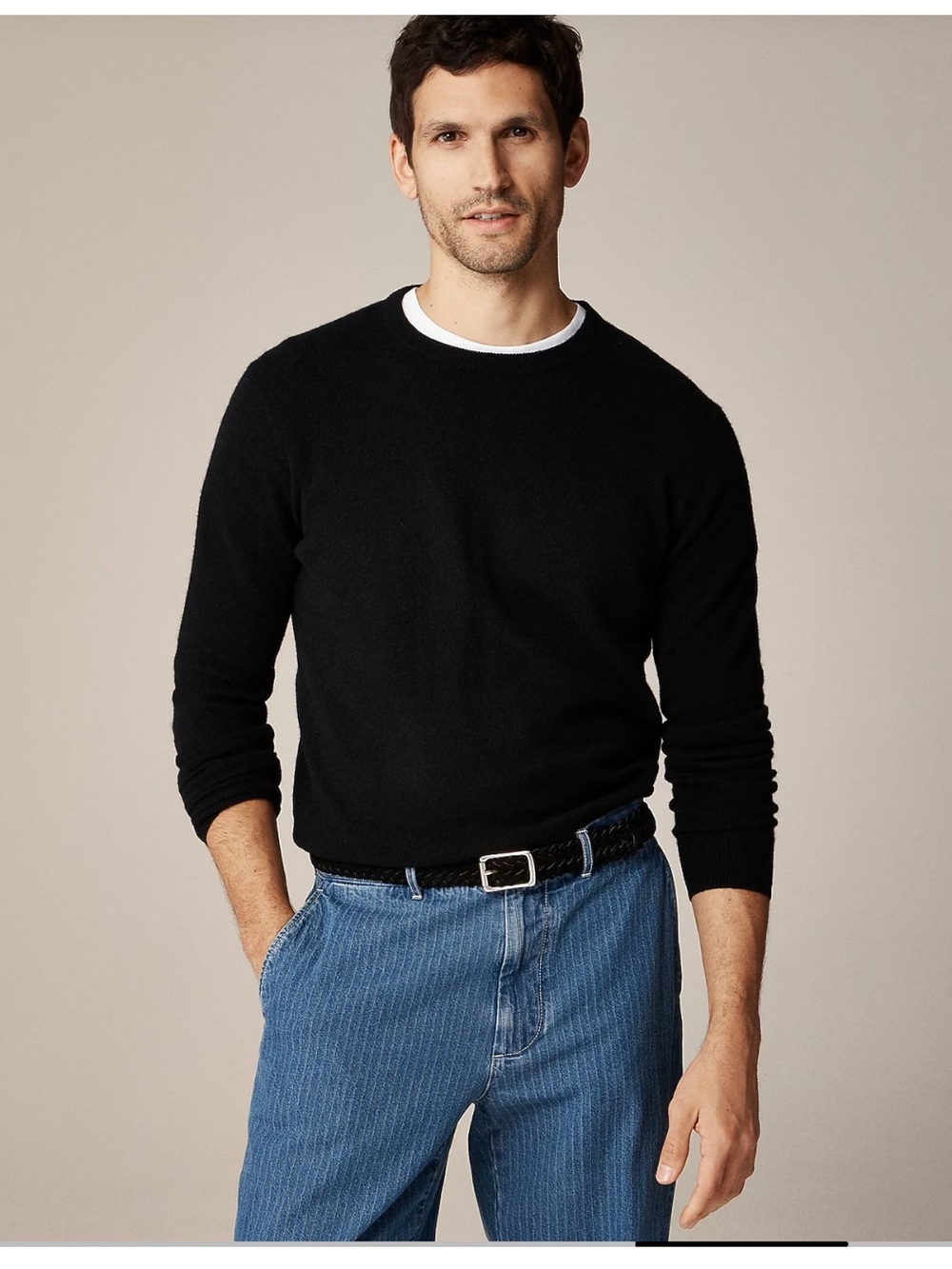 J.Crew Black Crewneck 100% Cashmere Sweater  -Small